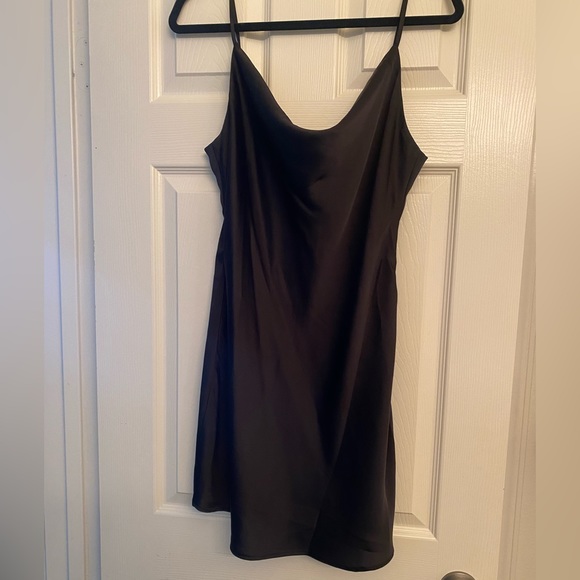 Urban Outfitters Black Satin Slip Dress Large - Picture 2 of 5